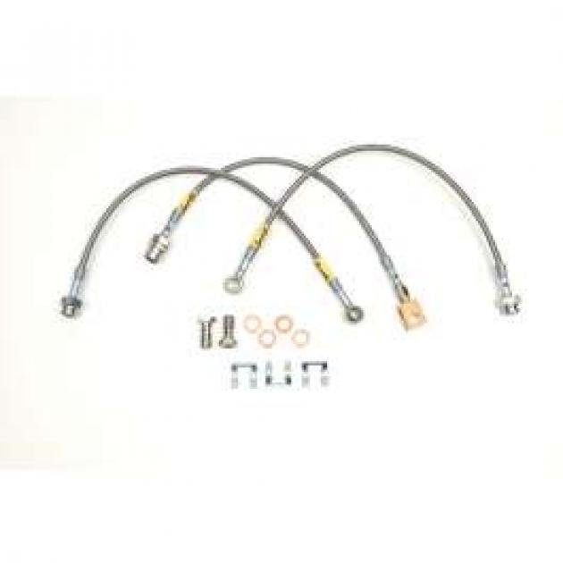 Camaro Braided Disc Brake Hose Kit, Stainless Steel, Goodridge, 1970-1976