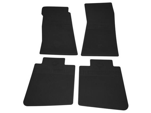 Floor Mats, Rubber, OE Style Bow Tie, Black, 4-piece, GM Licensed Reproduction