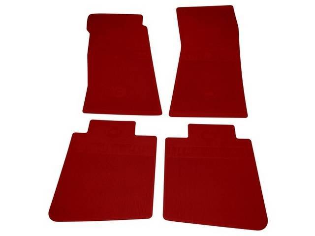 Floor Mats, Rubber, OE Style Bow Tie, Red, 4-piece, GM Licensed Reproduction