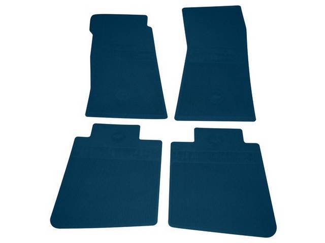 Floor Mats, Rubber, OE Style Bow Tie, Medium Blue, 4-piece, GM Licensed Reproduction