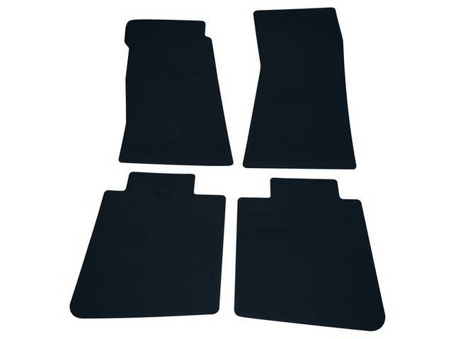 Floor Mats, Rubber, OE Style Bow Tie, Dark Blue, 4-piece, GM Licensed Reproduction