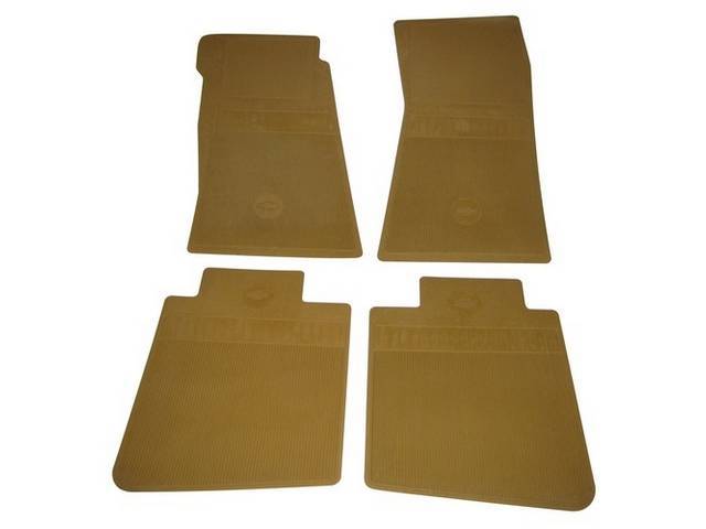Floor Mats, Rubber, OE Style Bow Tie, Gold, 4-piece, GM Licensed Reproduction