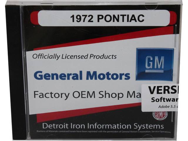 Shop Manual on CD, 1972 Pontiac, Incl 1972 Pontiac service and Fisher body manuals, 1963-75 Pontiac parts manual
