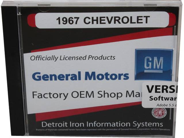 Shop Manual on CD, 1967 Chevrolet, Incl 1967 Chevrolet chassis, overhaul and Fisher body manuals, 1938-68 and 1964-72 Chevrolet parts manuals