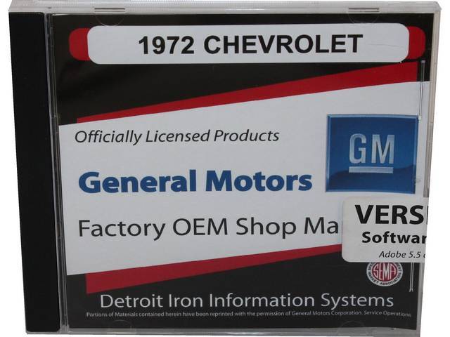 Shop Manual on CD, 1972 Chevrolet, Incl 1972 Chevrolet chassis, overhaul and Fisher body manuals, 1964-72 Chevrolet parts manuals