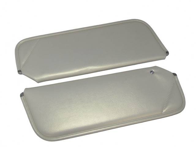 SUNVISOR SET, Oyster, Madrid Grain, 1 Pin Style w/ set screw (screw will face down on RH side, up on LH side, just like original), Repro