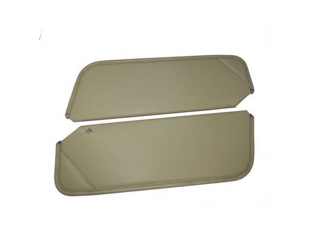SUNVISOR SET, Sandalwood / Neutral, Non Perforated Grain, 1 Pin Style w/ set screw (screw faces down on RH side, up on LH side, like original), Repro