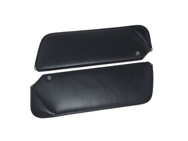 SUNVISOR SET, Dark/Navy Blue, Madrid Grain, 1 Pin Style, OE style w/correct set screw (screw faces down on RH side,up on LH side,like original), repro