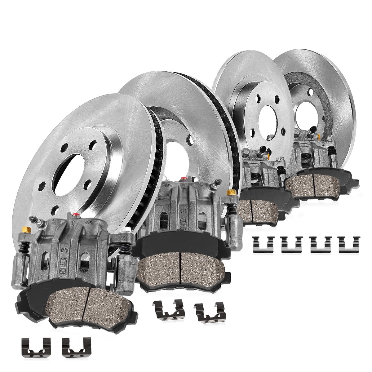 Callahan Brakes CCO114988 Front and Rear Replacement Brake Rotors with Ceramic Brake Pads and Brake Calipers for 18-22 Jeep Wrangler JL (Code BR2/BR6)