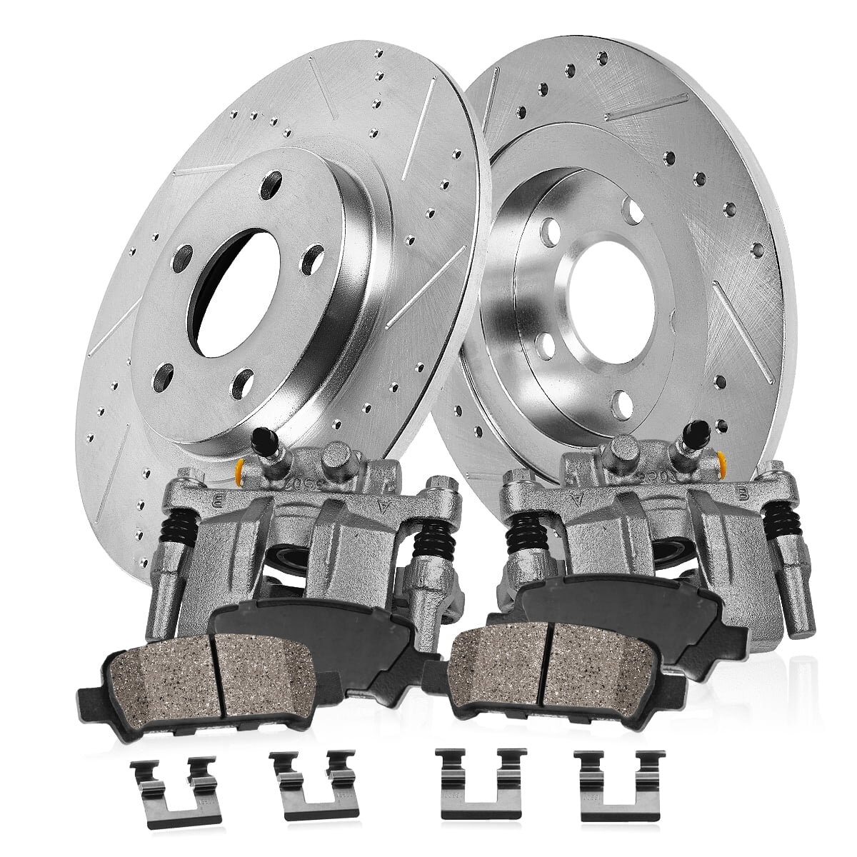 Callahan Brakes K040054 Rear Brake Kit with Rotors, Ceramic Brake Pads & Brake Calipers for 18-24 Jeep Wrangler JL (Code BR2/BR6)