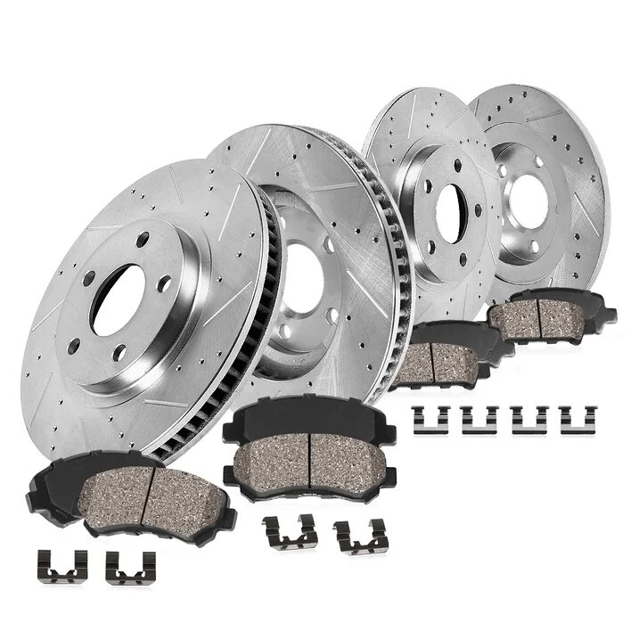 Callahan Brakes K043466 Brake Kit with Drilled & Slotted Rotors & Ceramic Pads - Front & Rear Kit for 07-18 Jeep Wrangler JK