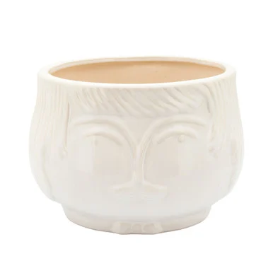 Ceramic Outdoor Grandpa Planter – 6.5″ – White and Beige