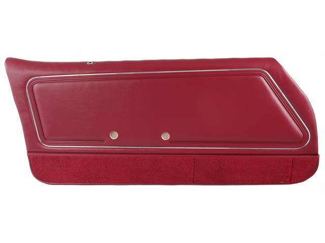 PANEL SET, Inside Door, Pre-Assembled, Dlx, Carmine, Incl Metal Garnish Rails, Windowfelts and Door Lock Ferrules Installed, Emblems Not Included