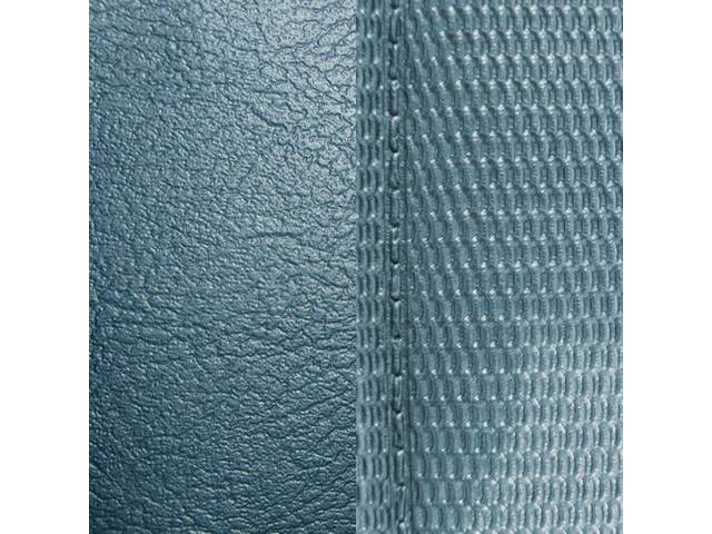 UPHOLSTERY SET, Front Buckets, Dlx, Teal Blue, Madrid Grain Vinyl W/ Comfortweave Inserts
