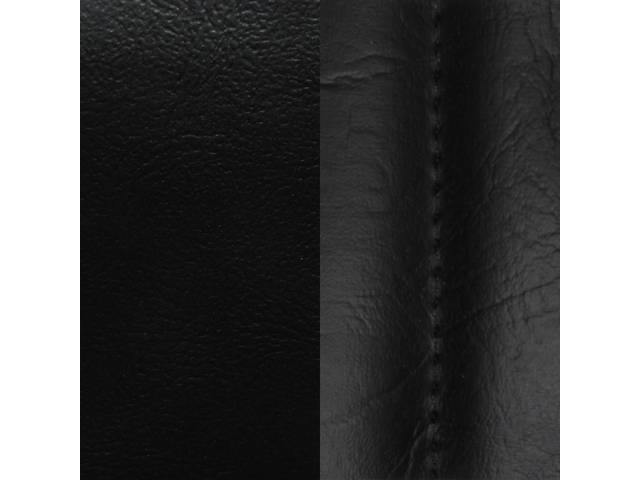 UPHOLSTERY SET, Front Buckets, Std, Black, Madrid Grain Vinyl W/ Elk Inserts, incl Buttons