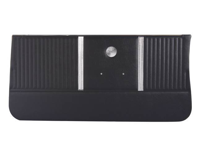 PANEL SET, Inside Door, Std, Black, PUI, *Silver Edition*, seville grain vinyl w/ two chrome mylar strips and chrome medallion