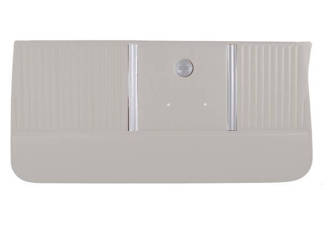 PANEL SET, Inside Door, Std, Light Fawn, PUI, *Silver Edition*, seville grain vinyl w/ two chrome mylar strips and chrome medallion