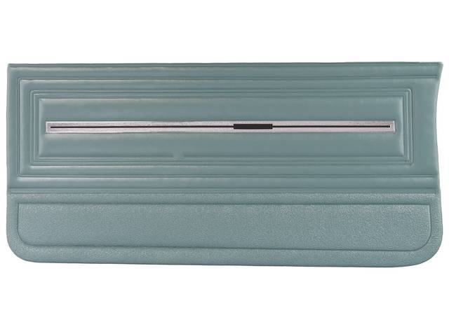 PANEL SET, Inside Door, Std, Aqua, PUI, *Silver Edition*, madrid grain vinyl w/ chrome mylar strip and *crushed ice* vinyl at bottom