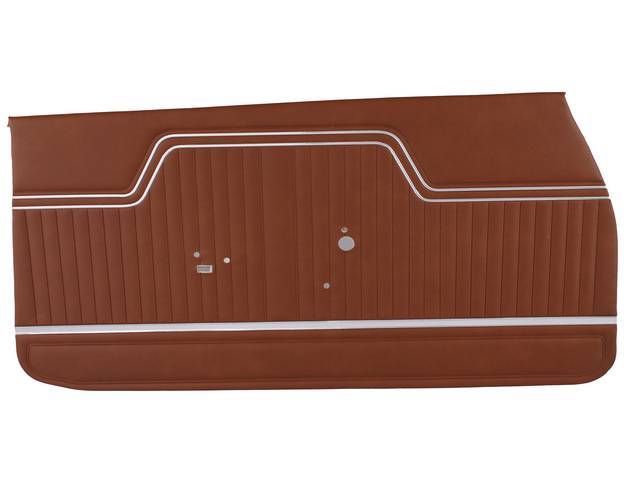 PANEL SET, Inside Door, Std, Tan, PUI, *Silver Edition*, madrid grain vinyl w/ parallel chrome mylar strips on top and a wide chrome mylar strip on bottom