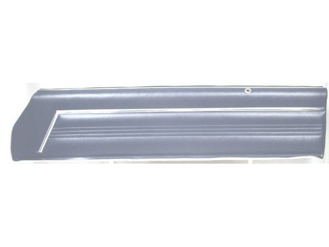 PANEL SET, Inside Door, Upper, Pre-Assembled, Std, Dark Blue, PUI, sierra grain vinyl w/ hockey stick shaped chrome mylar trim