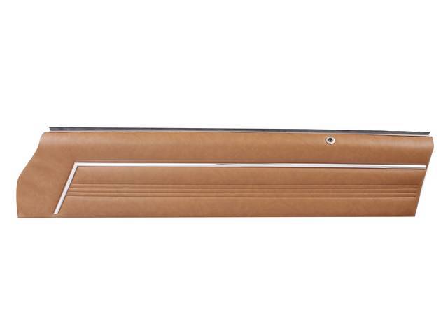PANEL SET, Inside Door, Upper, Pre-Assembled, Std, Camel, PUI, sierra grain vinyl w/ hockey stick shaped chrome mylar trim
