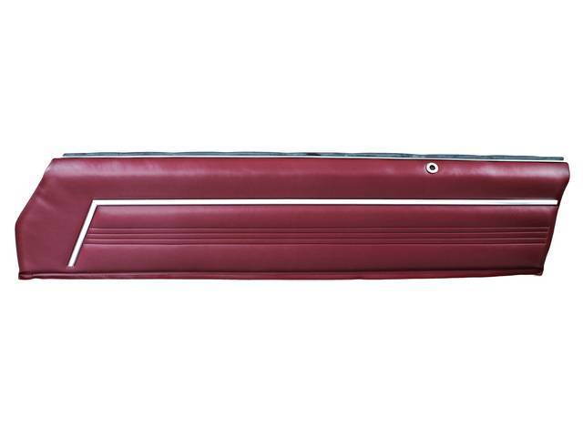 PANEL SET, Inside Door, Upper, Pre-Assembled, Std, Maroon, PUI, sierra grain vinyl w/ hockey stick shaped chrome mylar trim