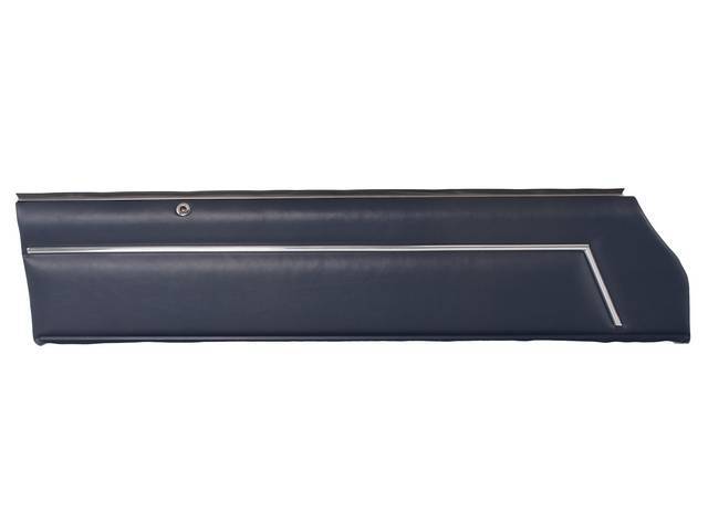 PANEL SET, Inside Door, Upper, Pre-Assembled, Std, Navy Blue, PUI, sierra grain vinyl w/ hockey stick shaped chrome mylar trim