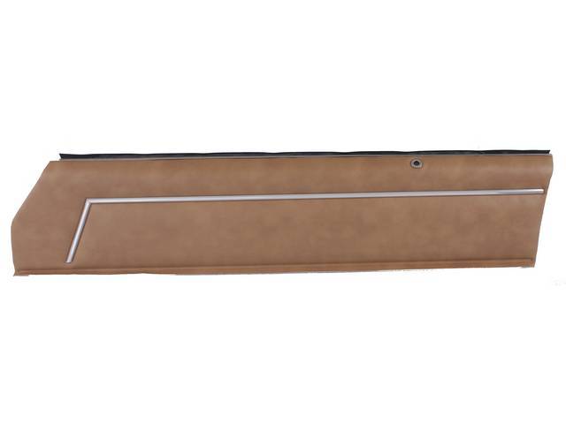 PANEL SET, Inside Door, Upper, Pre-Assembled, Std, Saddle, PUI, sierra grain vinyl w/ hockey stick shaped chrome mylar trim