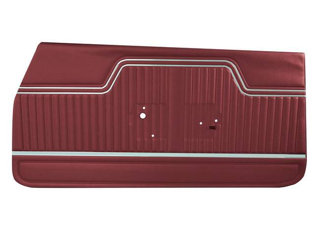 PANEL SET, Inside Door, Pre-Assembled, Std, Red, PUI, *Silver Edition*, madrid grain vinyl w/ parallel chrome mylar strips on top and a wide chrome mylar strip on bottom