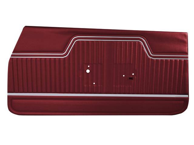 PANEL SET, Inside Door, Std, Red, PUI, *Platinum Edition*, madrid grain vinyl w/ parallel chrome mylar strips on top and a wide chrome mylar strip on bottom
