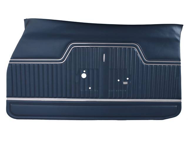 PANEL SET, Inside Door, Std, Dark Blue, PUI, *Platinum Edition*, madrid grain vinyl w/ parallel chrome mylar strips on top and a wide chrome mylar strip on bottom