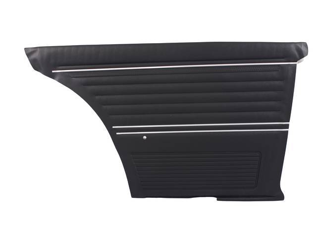 PANEL SET, Inside Quarter, Std, Black, PUI, *Silver Edition*, madrid grain vinyl w/ chrome mylar strips Note:Note: These panels do not include the top garnish rails (usually plastic or metal) or the windowfelts. Windowfelts ca