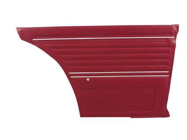 PANEL SET, Inside Quarter, Std, Red, PUI, *Silver Edition*, madrid grain vinyl w/ chrome mylar strips Note:Note: These panels do not include the top garnish rails (usually plastic or metal) or the windowfelts. Windowfelts can