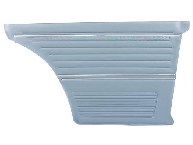 PANEL SET, Inside Quarter, Std, Light Blue, PUI, *Silver Edition*, madrid grain vinyl w/ chrome mylar strips Note:Note: These panels do not include the top garnish rails (usually plastic or metal) or the windowfelts. Windowfel