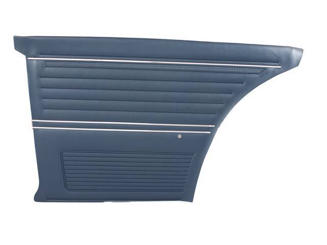 PANEL SET, Inside Quarter, Std, Dark Blue, PUI, *Silver Edition*, madrid grain vinyl w/ chrome mylar strips Note:Note: These panels do not include the top garnish rails (usually plastic or metal) or the windowfelts. Windowfelt