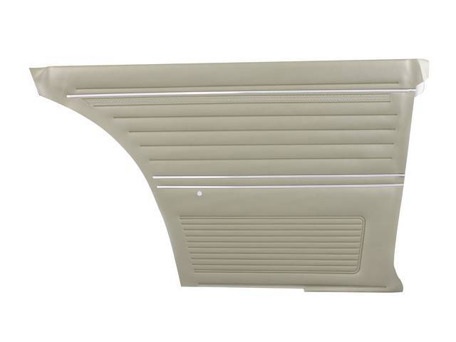 PANEL SET, Inside Quarter, Std, Medium Green, PUI, *Silver Edition*, madrid grain vinyl w/ chrome mylar strips Note:Note: These panels do not include the top garnish rails (usually plastic or metal) or the windowfelts. Windowf