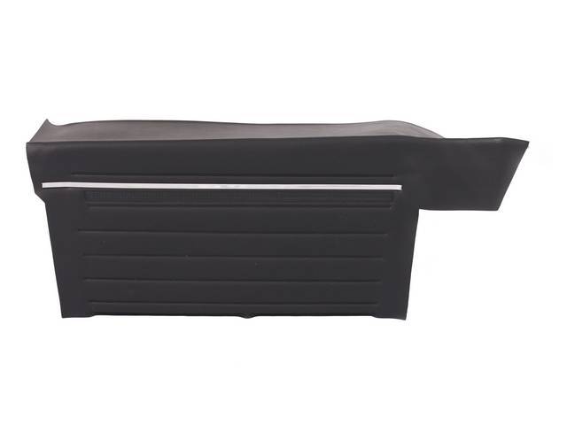 PANEL SET, Inside Quarter, Std, Black, PUI, *Silver Edition*, madrid grain vinyl w/ chrome mylar strip Note:Note: These panels do not include the top garnish rails (usually plastic or metal) or the windowfelts. Windowfelts can