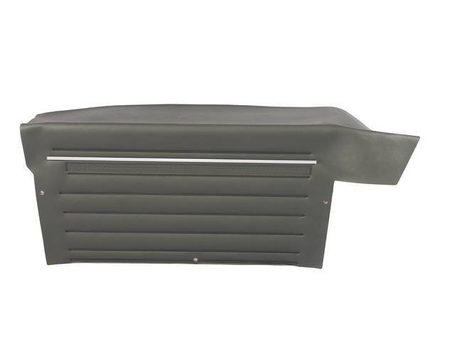PANEL SET, Inside Quarter, Std, Dark Green Metallic, PUI, *Silver Edition*, madrid grain vinyl w/ chrome mylar strip Note:Note: These panels do not include the top garnish rails (usually plastic or metal) or the windowfelts. W