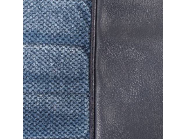UPHOLSTERY SET, Front Bench, 55-45 Split Back / Bottom W/ Center arm rest, Navy Blue Madrid Grain Vinyl W/ Blue Velour Inserts, Incl arm rest and head rest Material