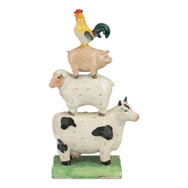 Charming Stacked Farm Animals Outdoor Garden Statue – Whimsical Farmyard Delight