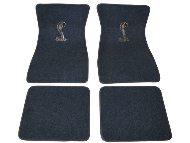 Floor Mat Set, Raylon Weave, Coiled Cobra Logo, Black