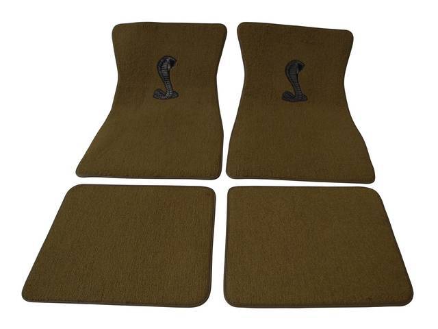 Floor Mat Set, Raylon Weave, Coiled Cobra Logo, Dark Brown