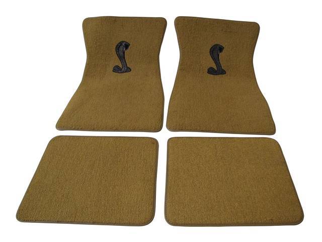 Floor Mat Set, Raylon Weave, Coiled Cobra Logo, Light Saddle