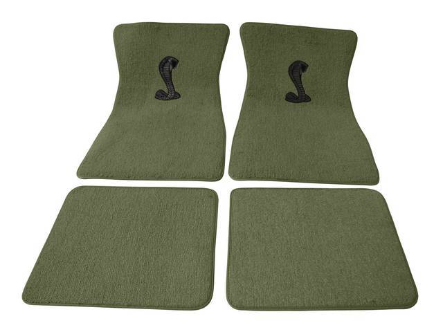 Floor Mat Set, Raylon Weave, Coiled Cobra Logo, Moss Green