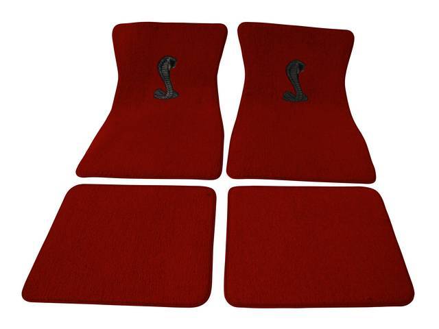 Floor Mat Set, Raylon Weave, Coiled Cobra Logo, Red