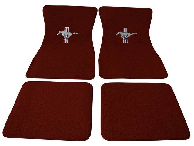 Floor Mat Set, Raylon Weave, Tri-Bar Running Horse Logo, Maroon