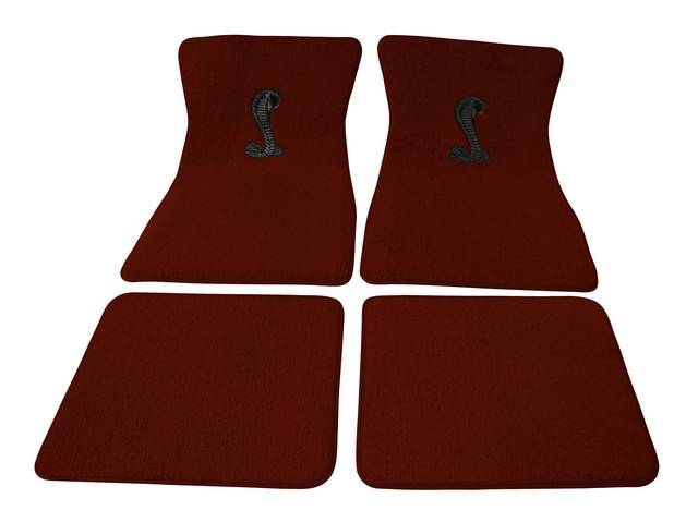 Floor Mat Set, Raylon Weave, Coiled Cobra Logo, Maroon