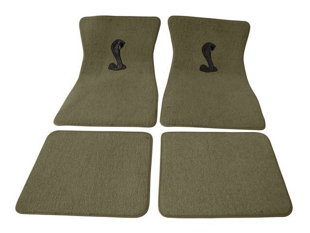 Floor Mat Set, Raylon Weave, Coiled Cobra Logo, Ivy Gold