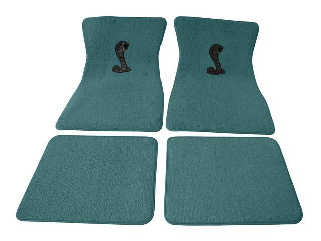 Floor Mat Set, Raylon Weave, Coiled Cobra Logo, Aqua