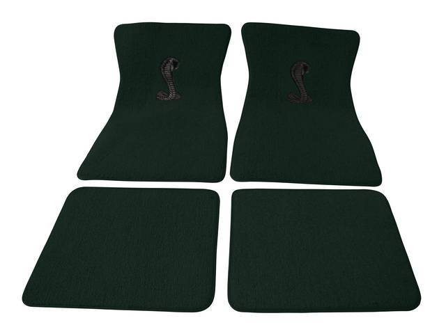 Floor Mat Set, Raylon Weave, Coiled Cobra Logo, Dark Green